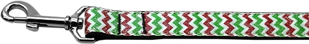 Christmas Sparkle Chevron Nylon Dog Leash 5/8 inch wide 4ft Long